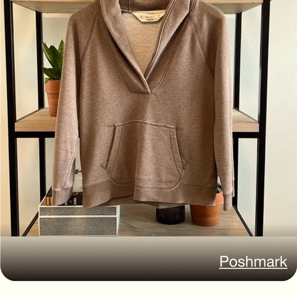 J. Crew Cotton Blend Fleece V-neck Sweatshirt Top, M - Picture 2 of 3